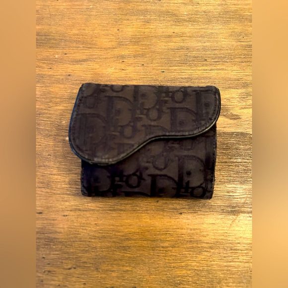 Dior Black Saddle Cloth Wallet Coin leather - Picture 1 of 14